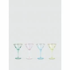 Viva By Vietri Rainbow Assorted Martini Glasses - Set Of 4 Drinkware
