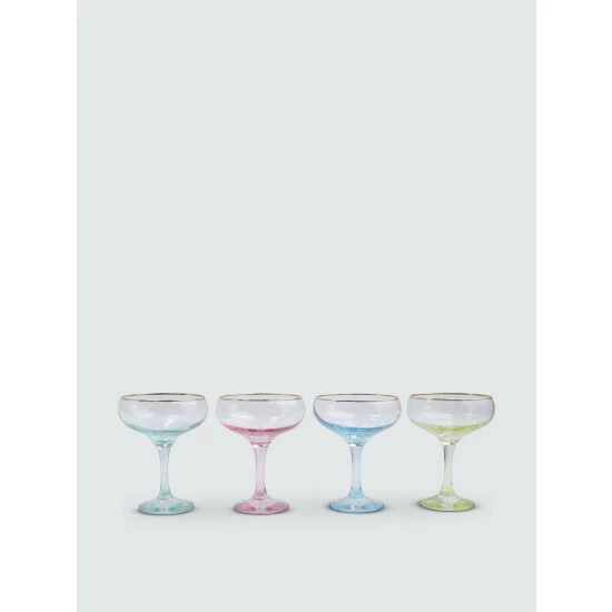 Viva By Vietri Rainbow Assorted Coupe Champagne Glasses - Set Of 4 Drinkware 1 Viva By Vietri Rainbow Assorted Coupe Champagne Glasses - Set Of 4 Drinkware
